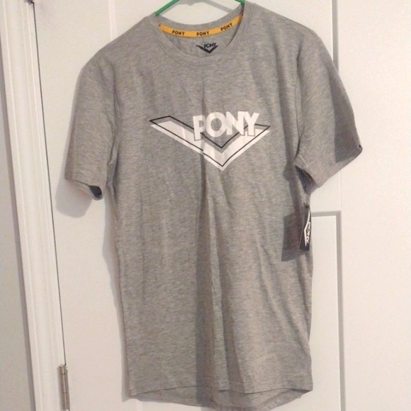 Pony Heather Gray Logo Tee Sz Small - Picture 1 of 4